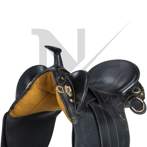 Selle de randonnée australienne de qualité professionnelle en cuir véritable avec arceau réglable et panneaux amortisseurs - Product Image 3