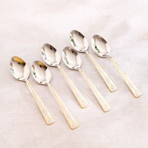 Ensemble de cuillères élégantes en acier inoxydable, finition miroir, passe au lave-vaisselle, vaisselle de mariage, 6 pièces, ustensiles de service - Product Image 1