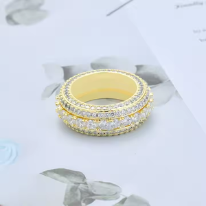 High Quality 925 Sterling <b>Silver</b> Moissanite Ring Luxury Hip Hop <b>Wedding</b> <b>Band</b> with Bold Fashion Statement Style - Product Image 2