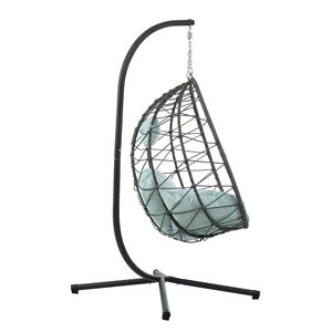 Sedia a dondolo a forma di uovo da interno/esterno con supporto, sedia sospesa in vimini per patio, camera da letto, soggiorno, giardino - Product Image 6