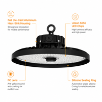 Lámpara LED Industrial UFO High Bay de 50W, 60W, 80W con 7 Años de Garantía, 200 lm por W, Chips LED Liteon 5050, Lente de PC, IP65, IK08