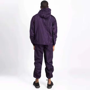 Ensemble de survêtement de jogging en nylon uni pour homme, coupe oversize, avec bandes, coupe-vent vintage zippé, 2 pièces, léger - Product Image 6