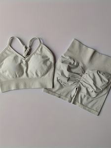 Conjunto de Shorts y Brasier de Yoga para Mujer, Ropa Deportiva sin Costuras, Cintura Alta, Tela Elástica, Transpirable y Cómoda - Product Image 2