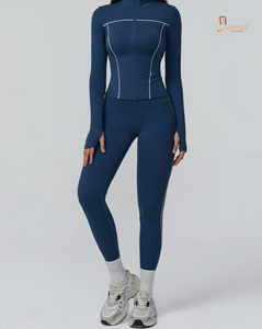 Vêtements de sport pour femmes, coupe régulière, taille XS, manches longues, compression, couleur unie, chaud, entraînement, taille élastique, léger, coupe-vent, sportif - Product Image 1