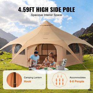 Tenda a Campana in Tela per 4 Stagioni, 5 M/16,4 ft, Traspirante, per 8 Persone, con Apertura per Stufa, Ideale per Campeggio - Product Image 4