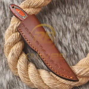 Cuchillo de Caza Hecho a Mano de Acero de Damasco, Hoja de Punta Caída, Mango Rojo, Cuchillo de Supervivencia para Bushcraft y Camping - Product Image 3
