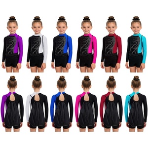 Tenue de gymnastique, patinage artistique et danse pour filles de 6 à 16 ans, justaucorps avec short pour la danse, l'entraînement, les compétitions et les récitals. - Product Image 1