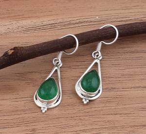 Boucles d'oreilles pendantes de luxe en turquoise verte naturelle, argent sterling 925, pierre précieuse porte-bonheur, bijoux de fête, cadeau pour femme - Product Image 6