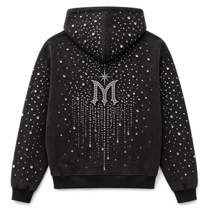 Sudadera con Capucha Personalizada con Pedrería, ODM, Marca Privada, Sudadera con Capucha Decorada con Cristales, Sudadera Brillante de Moda, Venta al por Mayor, MOQ, Lote - Product Image 3