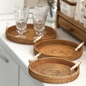 Plateaux de présentation en rotin de qualité supérieure pour boissons et aliments, vaisselle en bois, directement de l'usine. - Product Image 5