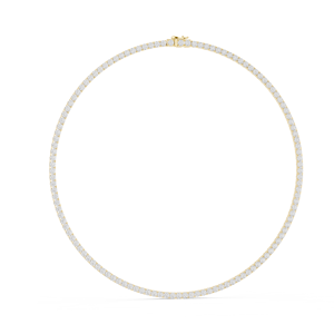 Collier tennis en or jaune avec diamants ronds de laboratoire pour femmes |   Bijoux de mariage classiques de luxe, cadeau de mariage - Product Image 4