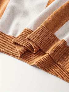 เสื้อสเวตเตอร์คอกลมผู้ชายแบบสั่งทำพิเศษ ลายบล็อกสีสันสดใส แต่งแถบลายทาง สไตล์ลำลอง สำหรับฤดูใบไม้ร่วงและฤดูหนาว ขายส่งแบบ OEM เสื้อไหมพรมแบบสวมหัว รุ่นใหม่ - Product Image 6