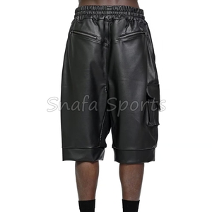 กางเกงขาสั้นหนังผู้ชายขายดี คุณภาพสูง สีพื้น สำหรับใช้งานทั่วไป - Product Image 2