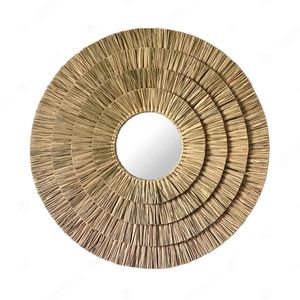 Espejo de paja con doble borde de algas marinas para decoración del hogar, espejo de paja para decoración de la sala de estar - Product Image 3