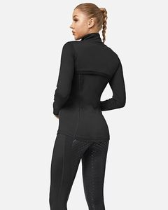 Top Deportivo de Manga Larga con Cuello Alto y Cremallera para Mujer, Color Negro, Transpirable, de Spandex y Poliéster, Corte Regular - Product Image 4