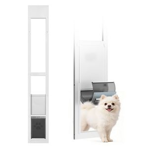 Puerta Corredera para Perros con Marco de Aleación de Aluminio y Vidrio, con Altura Ajustable de 75 7/8 a 80 11/16 Pulgadas, Bisagra Giratoria con Cierre D - Product Image 1