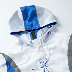 Veste coupe-vent blanche à demi-zip Zeta pour hommes, imperméable, anorak imprimé, grande taille, en polyester, coupe-vent, pour l'extérieur, veste de pluie - Product Image 3