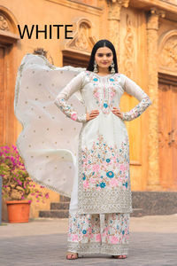 ชุดเดรสราตรีทรงเอไลน์ผ้าซาตินลายดอกไม้สไตล์อินเดียปากีสถาน งานแฮนด์เมดสำหรับสุภาพสตรี เหมาะสำหรับงานแต่งงานและงานเลี้ยง ขนาด XS - Product Image 4