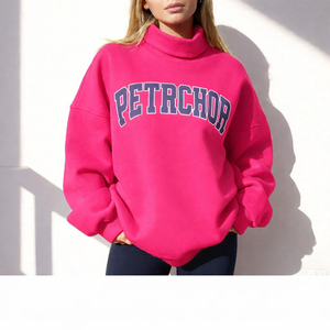 Sweat-shirt personnalisé à manches longues pour femme, col montant, en tissu molletonné polyester/coton, avec logo frontal - Product Image 6