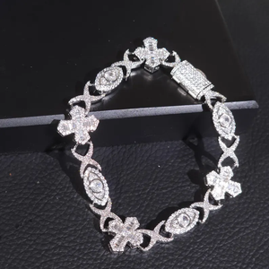 Iced Out Flower <b>Bracelet</b> Diamond Jewelry White Gold Finish Luxury Fashion Statement <b>Bracelet</b> For Women - Product Image 3