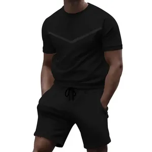 Vêtements d'été pour hommes, ensemble 2 pièces, t-shirt et short, coton respirant, tenue unisexe, ensemble assorti personnalisé pour hommes - Product Image 2