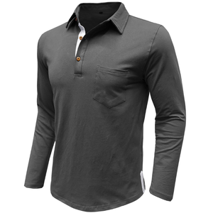 Polo de manga larga para hombre, cuello solapa, estampado de letras, moda otoño-invierno, venta al por mayor - Product Image 2