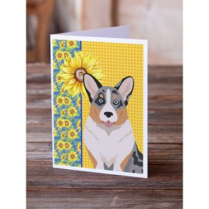 ชุดการ์ดอวยพร Merle Cardigan Corgi ลายดอกทานตะวันสำหรับฤดูร้อนการ์ด A7แปลกๆ8ใบขนาด5x7การ์ดเปล่าพร้อมซอง - Product Image 2