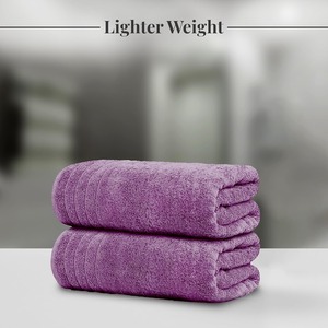 Ensemble de serviettes en coton uni, rectangulaires, teintes, pour usage domestique, couleur violette - Product Image 3