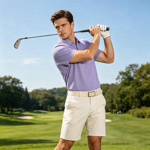 Polo à manches courtes pour homme, couleur unie, coupe classique, en coton Oxford respirant, pour le golf - Product Image 2