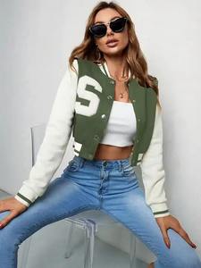 Chaqueta de invierno para mujer, nuevo diseño, chaqueta universitaria Letterman, Mangas de cuero informales deportivas, chaquetas universitarias Vintage para mujer - Product Image 3