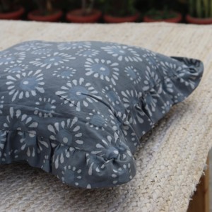 Vintage Indian Hand Block Printed Cotton Frill Bohemian <b>Square</b> Cushion Covers for Home Hotel Eco-Friendly Machine Washable - Product Image 3
