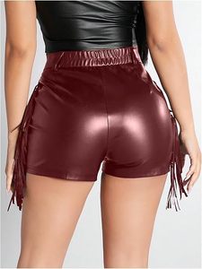 Shorts en similicuir taille haute pour femme, en cuir végétalien PU de qualité supérieure, style tendance, fabricant OEM ODM sous marque privée - Product Image 3
