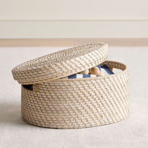 Top Selling High Quality Wholesale Handcrafted Round Woven Rattan <b>Box</b> With Handles For Home Organizer Decor - Product Image 2