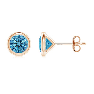 Women's Gold Plated Trendy <b>Blue</b> <b>Topaz</b> Stud <b>Earrings</b> In Bezel Setting Wedding Everyday 10K 14 18K Gold 925 935 Silver - Product Image 2