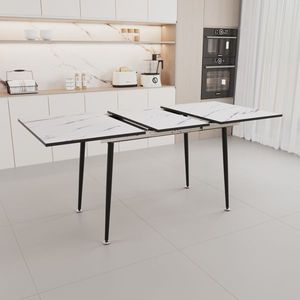 Set Tavolo da Pranzo Espandibile 47'' e 63'' per 2-6 Persone con Eleganti Sedie Imbottite in Tessuto PU per Sala da Pranzo - Product Image 6