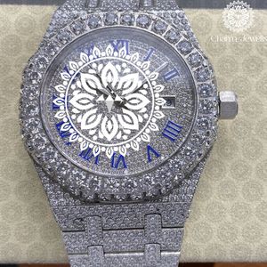 MORSLINE Montre polygonale en acier inoxydable pour femme avec lunette sertie de diamants, verre saphir, quartz analogique, luxe, mode, 42 mm - Product Image 2