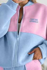 Conjunto de 2 piezas para mujer: Chaqueta de forro polar con cremallera y bloques de color y pantalones de pierna ancha - Product Image 5
