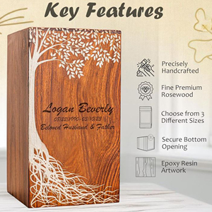 Modern Wooden Memorial Urn for Adults Solid Wood Ashes Urn with Secure Closure by AYAANS - Product Image 4