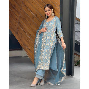 Top de diseñador para mujer y conjunto Dupatta elegante para fiesta Plazzo Look - Product Image 5