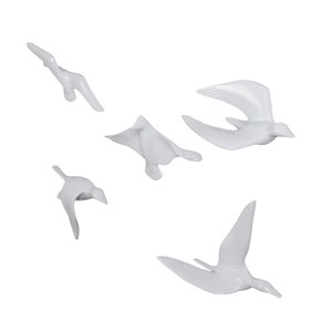 Custom Luxury Animal <b>Wall</b> <b>Decorations</b> Set of 5 Glazed White Bird Statues for <b>Wall</b> Creative Porcelain Art Crafts - Product Image 1