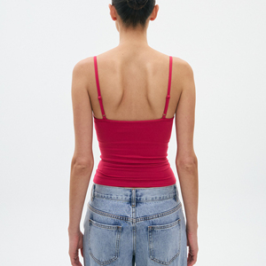 เสื้อกล้ามสายเดี่ยวสำหรับผู้หญิงเสื้อท่อนบนคอสีทึบสำหรับฤดูร้อน - Product Image 2