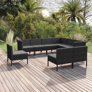 Conjunto de Muebles de Jardín de Ratán PE Negro con Acero con Recubrimiento en Polvo y Poliéster, Colección de Muebles Duraderos para Exteriores - Product Image 1