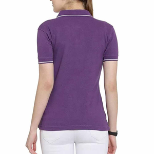 T-shirt polo noir pour femme avec broderie logo, t-shirt en coton pour femme, nouveaux polos pour femme - Product Image 5