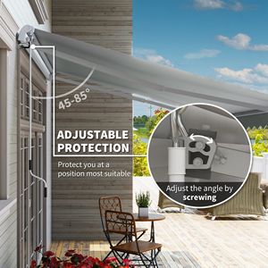 Tenda da Sole Retrattile 3,6x2,4m Grigio Chiaro, Resistente ai Raggi UV e all'Acqua, con Manovella Manuale e Bracci Pieghevoli, Stile Moderno - Product Image 4