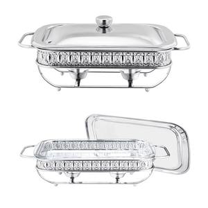 Plat à chafing en acier inoxydable et verre pour buffets et banquets de mariage, équipement de restauration hôtelière - Product Image 4
