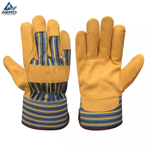 2026 Heavy-Duty Multi-Purpose Striped Canvas & Genuine Leather Safety <b>Gloves</b> for Construction & Material Handling Driver <b>Gloves</b> - Product Image 1