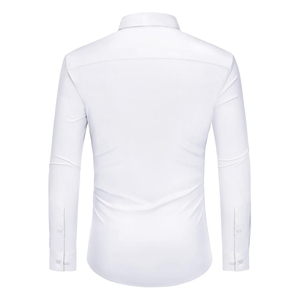 เสื้อเชิ้ตผู้ชายทรงเข้ารูป สีม่วง แขนยาว ปกคอปก ผ้าป๊อปลิน สีพื้น สไตล์สมาร์ทแคชชวล แขนยาวเต็มตัว เหมาะสำหรับใส่ในฤดูใบไม้ร่วง - Product Image 2