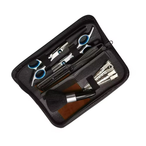Kit de coiffure professionnel en acier inoxydable poli miroir avec ciseaux à effiler, ciseaux de coiffure et rasoir, avec peigne, en vente - Product Image 3