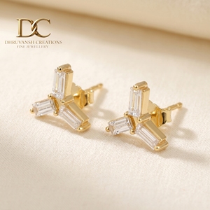 Pendientes de tuerca con diamante cultivado en laboratorio certificado por IGI, corte baguette, en oro amarillo macizo de 14 quilates, para mujer, regalo para cualquier ocasión. - Product Image 2