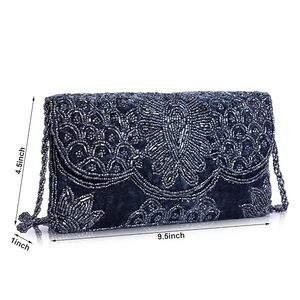 Bolso de mano bordado a mano de seda roja, elegante, rectangular, para fiesta, boda, festivo, de moda, artesanal, con cuentas - Product Image 3